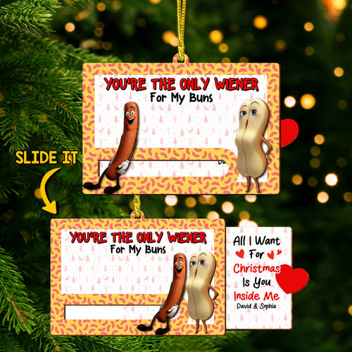 Custom Christmas Ornament for Couples | Hot Dog and Bun Design | Valentine's Day Gifts Ornament PopCulturePrints