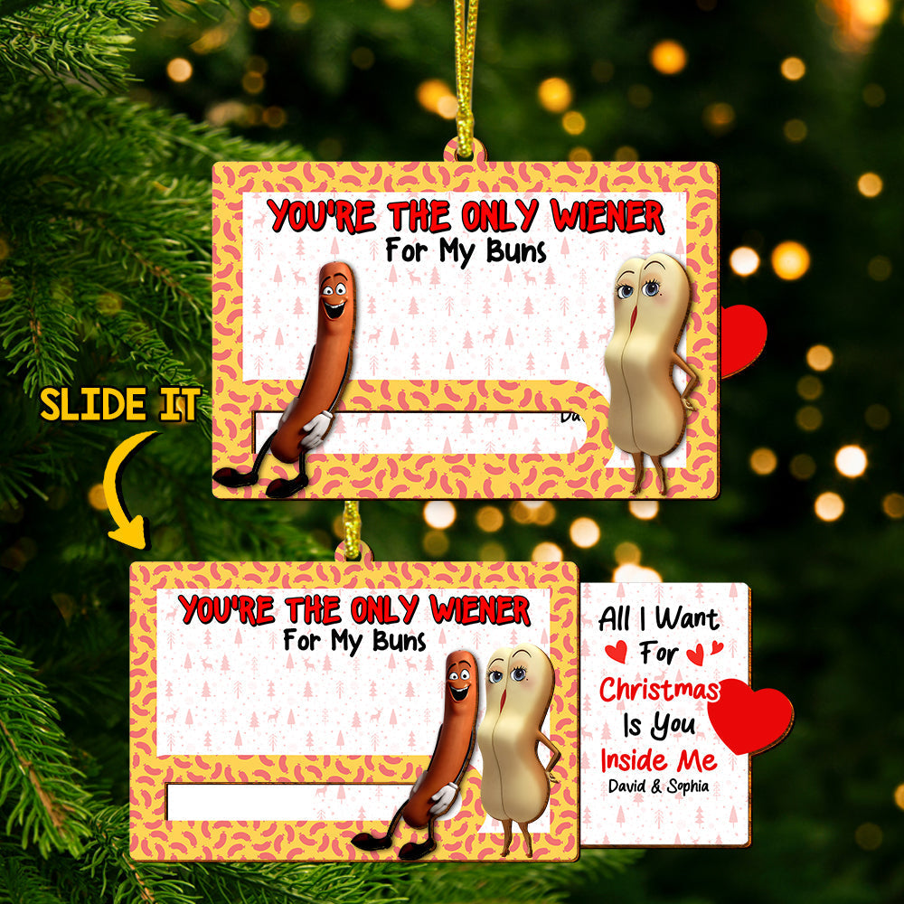 Custom Christmas Ornament for Couples | Hot Dog and Bun Design | Valentine's Day Gifts Ornament PopCulturePrints
