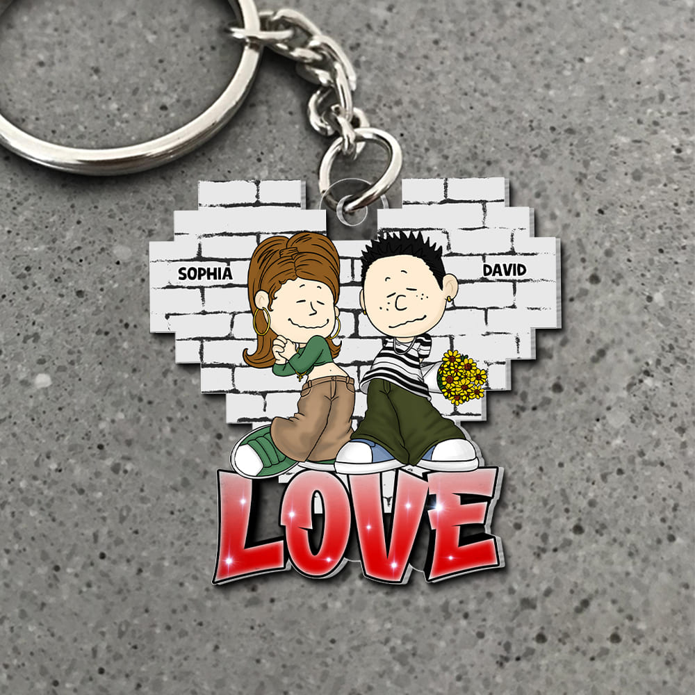 Personalized Couple Keychain - Custom Love Gift Keychains PopCulturePrints