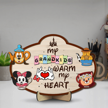 Load image into Gallery viewer, My Grandkids Warm My Heart - Personalized Wood Sign Gift for Grandma Wood Sign PopCulturePrints
