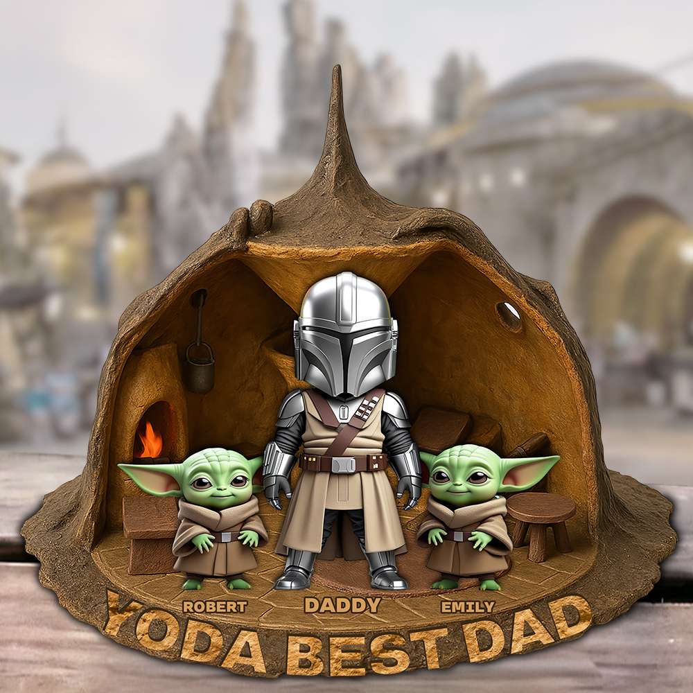 “Yoda Best Dad” - Personalized 3D Plaque for Dad - Custom Gift for Fathers Day, Birthdays, or Any Special Occasion Shaped Plaques PopCulturePrints
