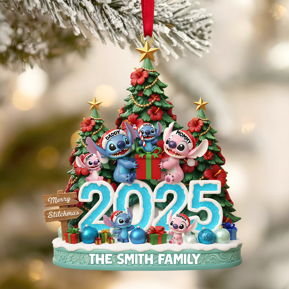 Merry Stitchmas! Unique Aliens Family Personalized Christmas Ornament - A Custom Gift for Families and Friends Ornament PopCulturePrints