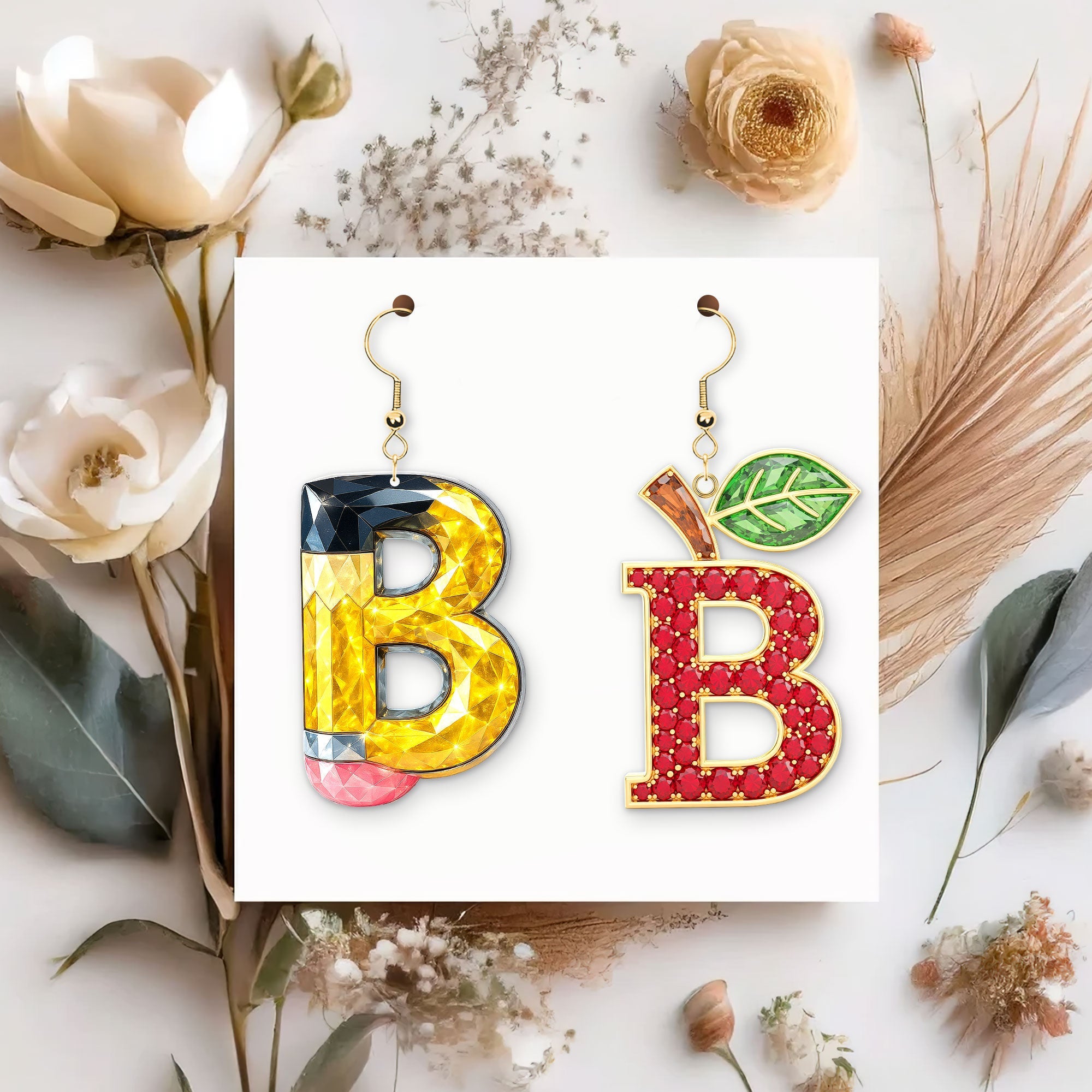 "A Touch of Creativity, Perfectly Personalized" - Cute Teacher Earrings, Custom Gift for Educators Earrings PopCulturePrints