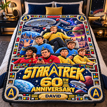 Load image into Gallery viewer, “Celebrate 60 Years of Adventure!” - Personalized Star Trek Anniversary Blanket - Perfect Gift for Fans and Collectors
