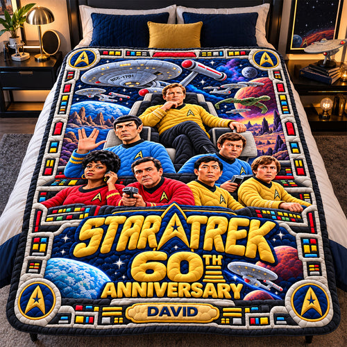 “Celebrate 60 Years of Adventure!” - Personalized Star Trek Anniversary Blanket - Perfect Gift for Fans and Collectors Blanket PopCulturePrints