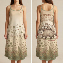 Load image into Gallery viewer, Mommy, We Will Always Have Your Back - Cute Opossum Mom Suspender Maxi Dress | Personalized Mother's Day Gift Dress PopCulturePrints
