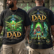 Load image into Gallery viewer, “The Legend of Dad, Your Adventure Awaits!” - Personalized T-Shirt for Dads and Grandpas Shirts PopCulturePrints
