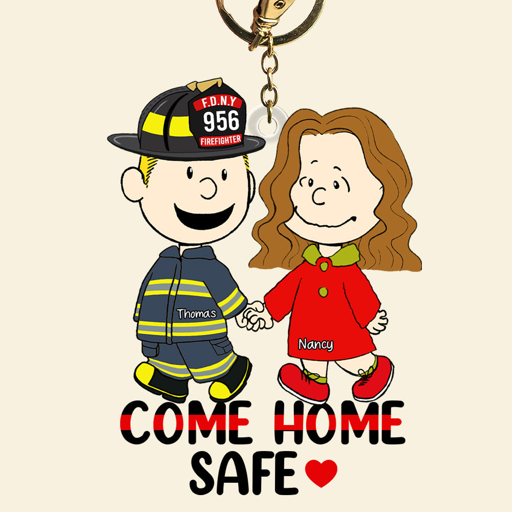 Personalized Come Home Safe Couple Keychain | Unique Valentine's Day Gifts for Couples Keychains PopCulturePrints