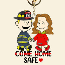 Load image into Gallery viewer, Personalized Come Home Safe Couple Keychain | Unique Valentine&#39;s Day Gifts for Couples Keychains PopCulturePrints
