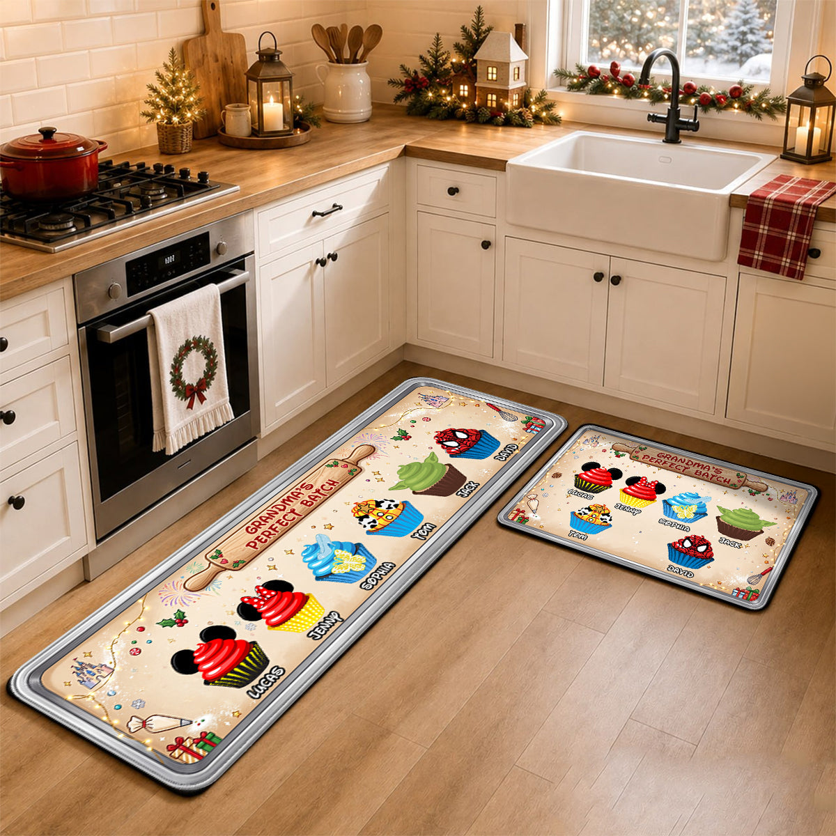 “Grandma’s Perfect Batch” - Sweet Cupcake Christmas Runner Rug - Personalized Gift for Grandmas