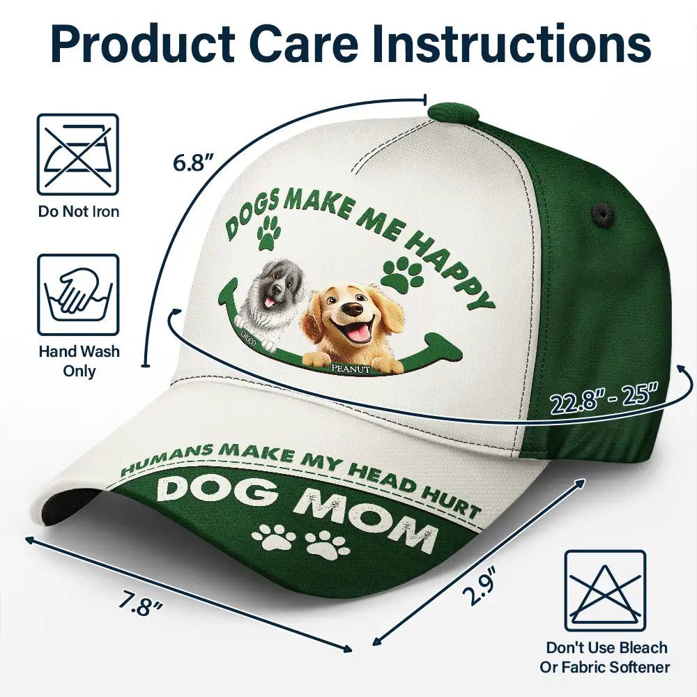 Dogs Make Me Happy - Personalized Classic Cap for Dog Lovers Classic Cap PopCulturePrints