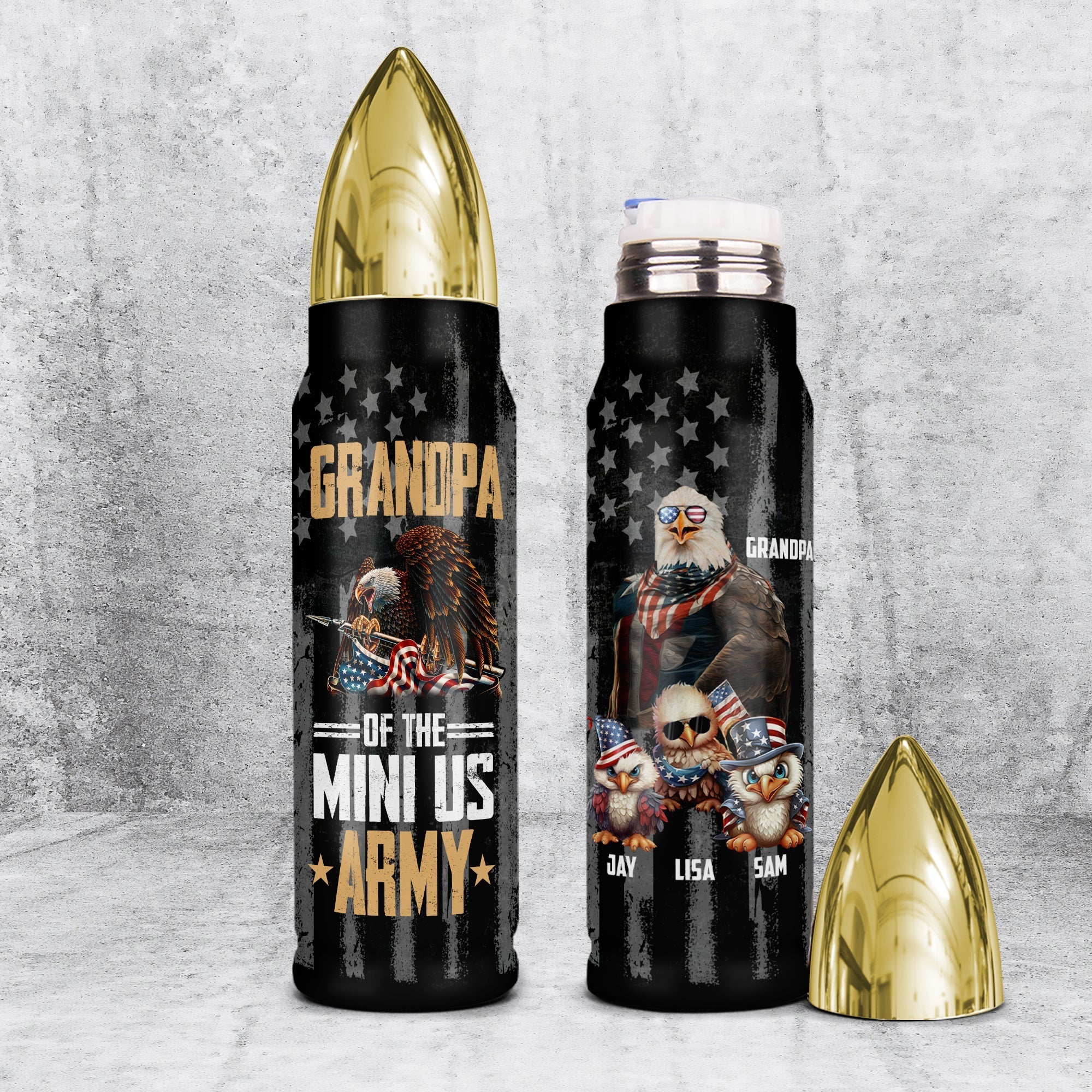 Custom Bullet Tumbler - Grandpa of the Mini US Army Tumbler Cup PopCulturePrints