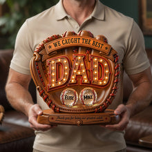 Load image into Gallery viewer, "We Caught the Best Dad" - Personalized Acrylic Plaque - Gift for Dads, Grandpas, and Baseball Lovers Shaped Plaques PopCulturePrints
