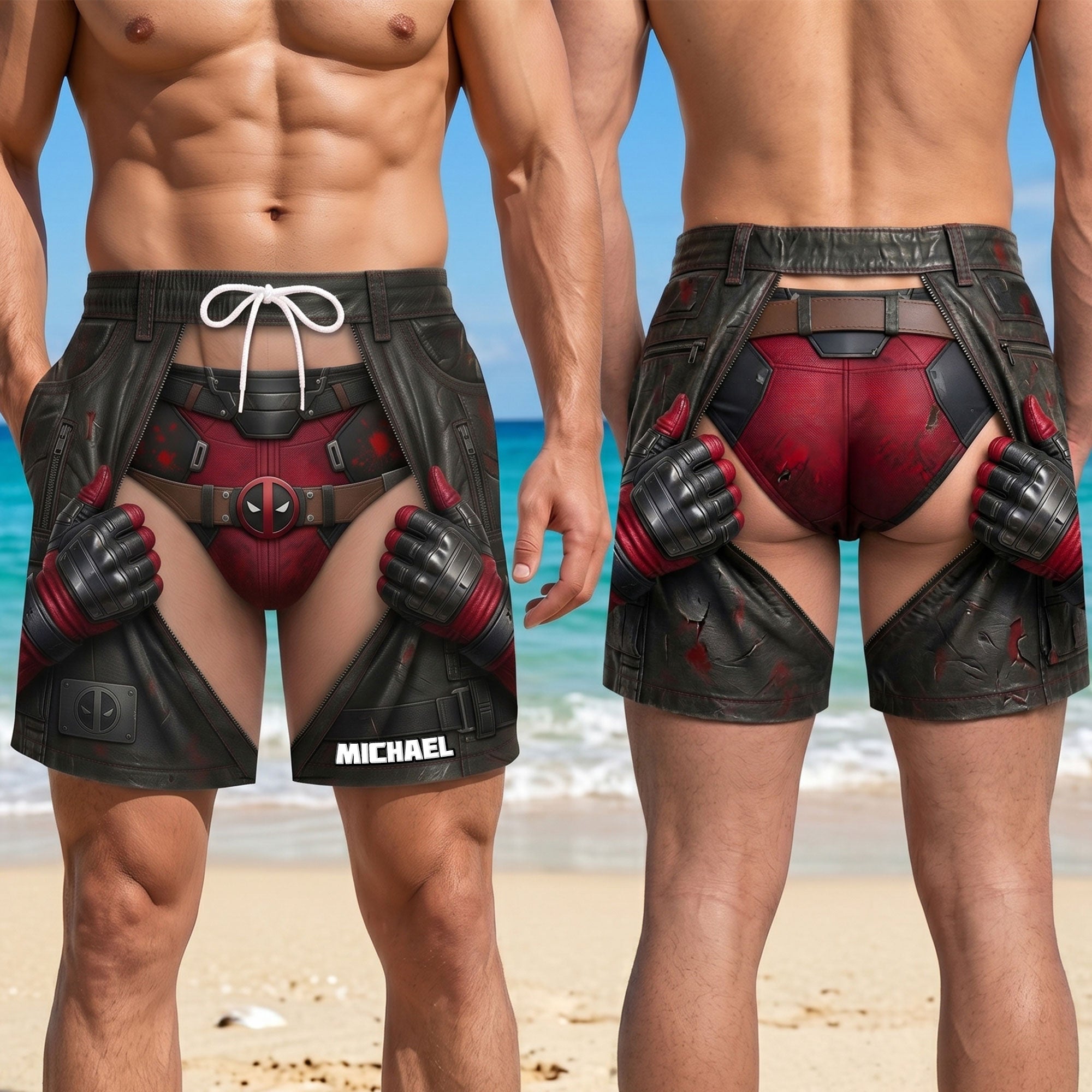“Unleash Your Inner Hero” - Bold Hero Beach Shorts - Custom Gifts for Men