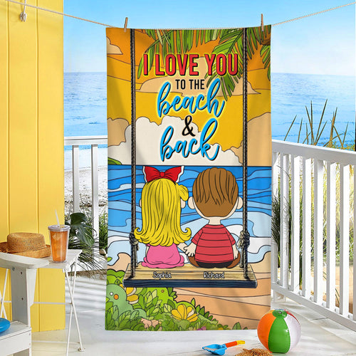 Personalized Beach Towel for Couples - Love You to the Beach & Back Beach Towel PopCulturePrints