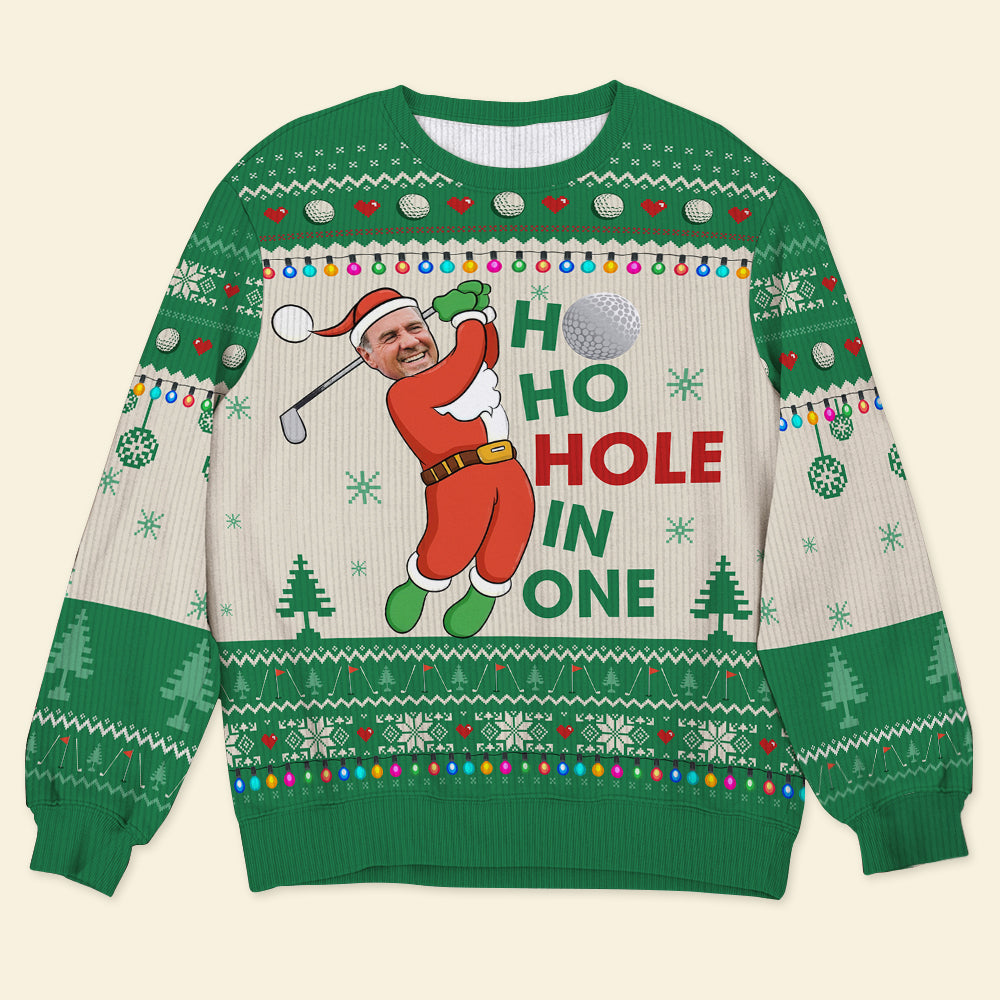 Custom Golf-Themed Ugly Christmas Sweater - Photo Personalized Ugly Christmas Sweater PopCulturePrints