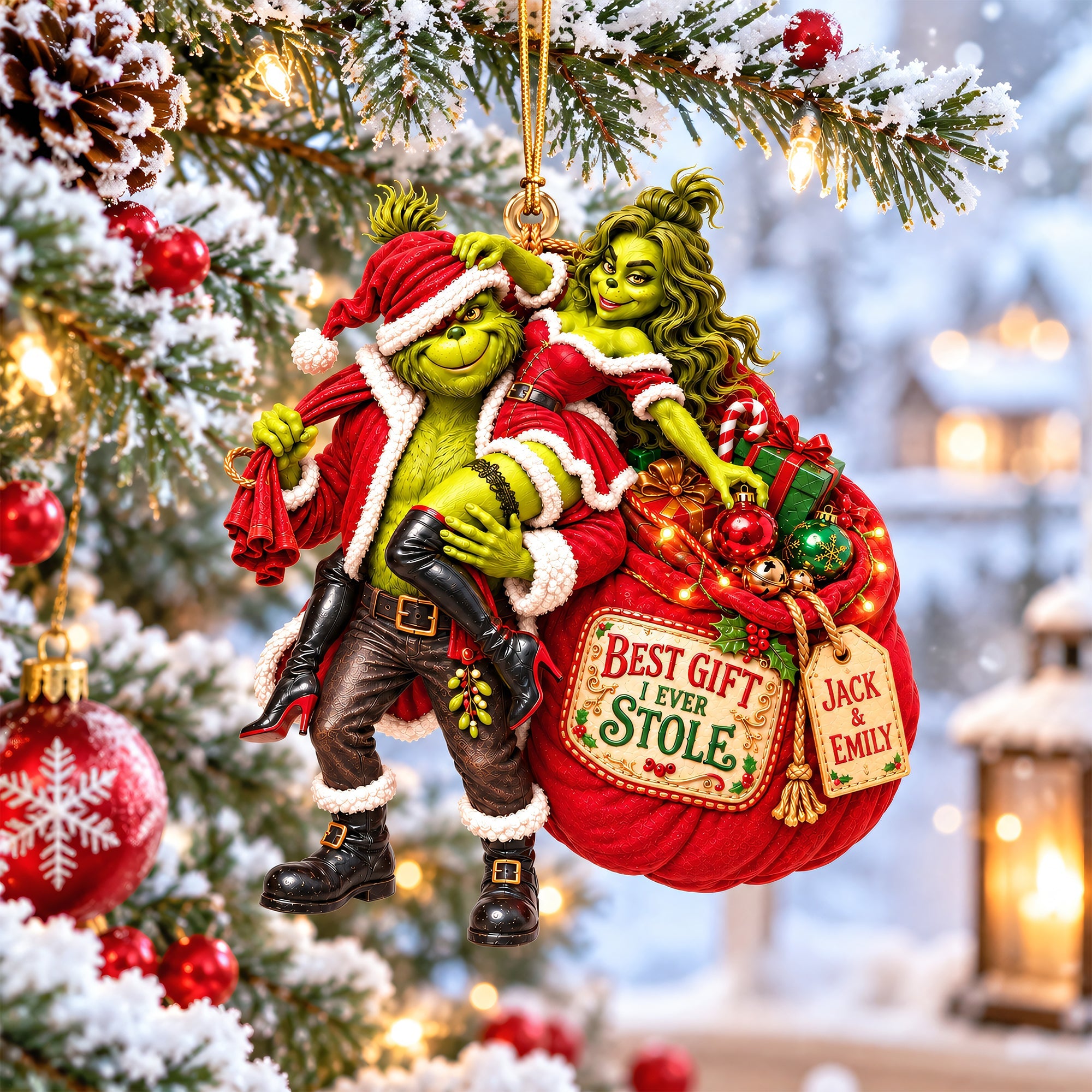 Best Gift I Ever Stole - Funny Personalized Christmas Ornament for Couples