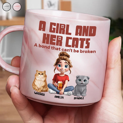 A Bond That Can't Be Broken - Personalized Marble Mug for Cat Lovers Marble Mug PopCulturePrints