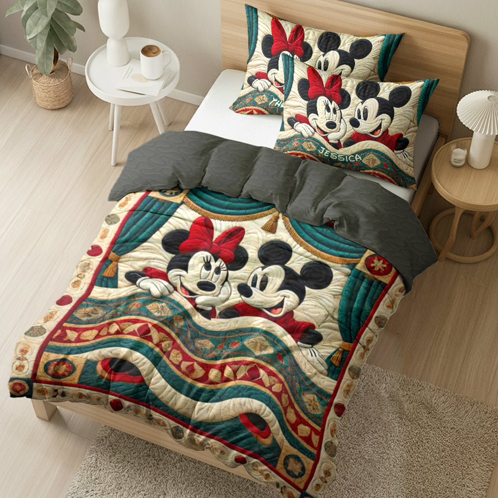 Personalized Mickey & Minnie Couples Quilt Bedding Set Blanket PopCulturePrints