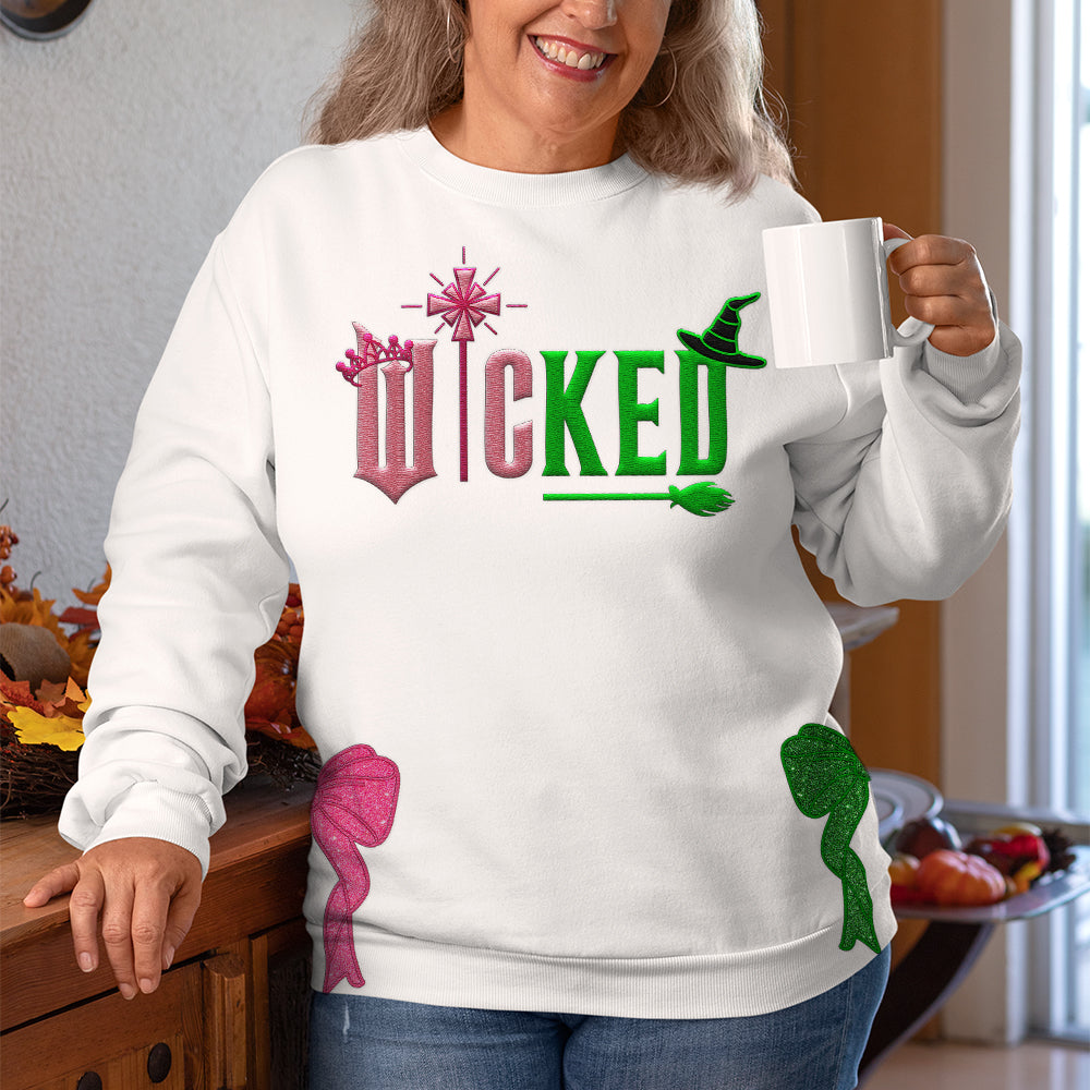 Wicked Glitter Embroidered Sweatshirt with Side Bow