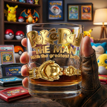 Load image into Gallery viewer, “Be the PokéDad with the Greatest Balls” - Personalized Pocket Monster Dad Fist Bump Glass - Gift for Dads, Grandpas, and Pokemon Fans Glass PopCulturePrints
