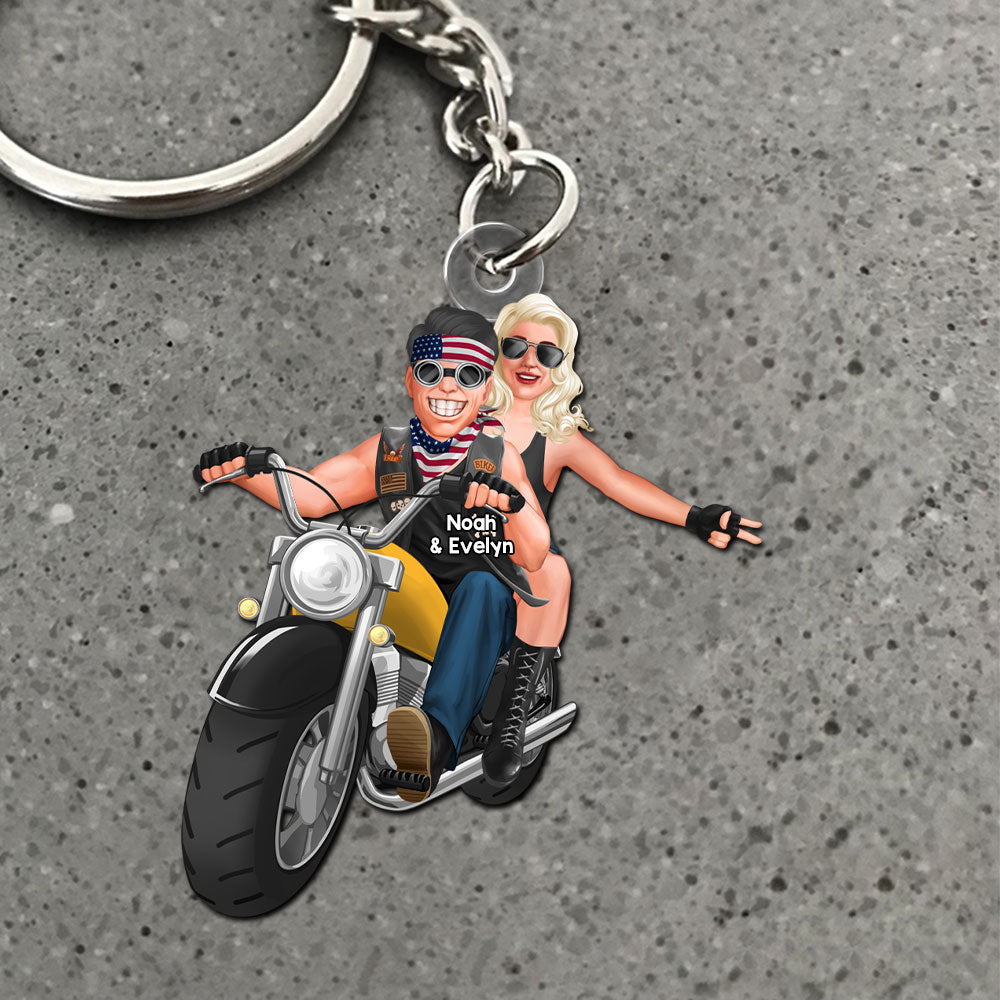 Personalized Biker Couple Keychain - Custom Gifts for Riders Keychains PopCulturePrints