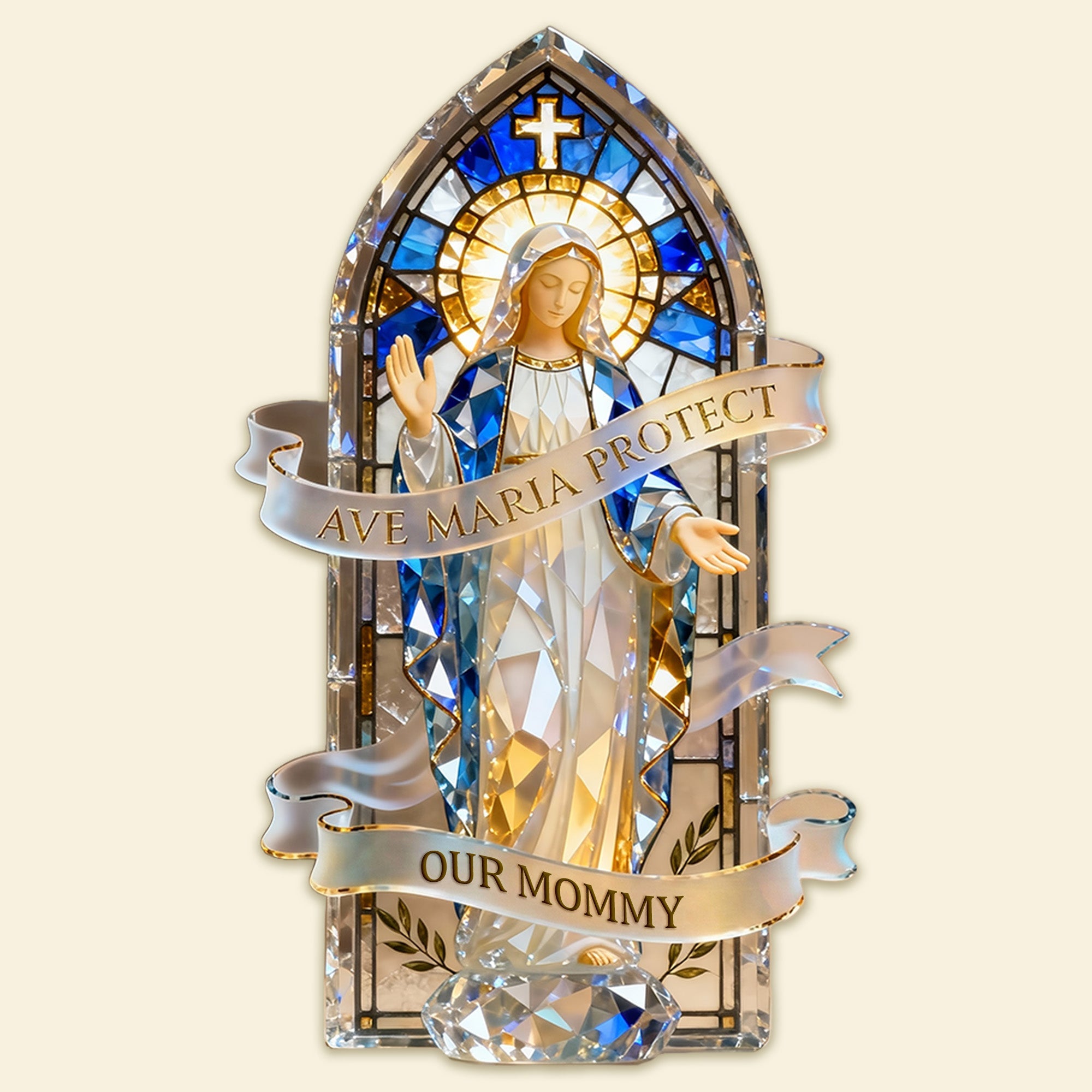 Ave Maria Protect - Personalized Religious Car Visor Clip for Mom Car Visor Clip PopCulturePrints