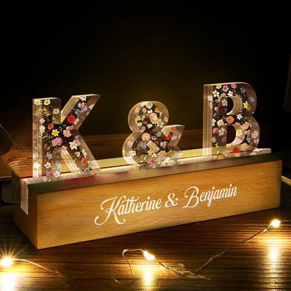 Love from Family - Personalized Floral Letter LED Light for Mom, Grandma & Special Occasions Custom Shaped LED Light PopCulturePrints