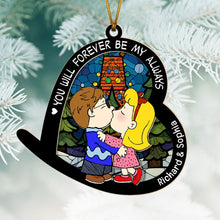 Load image into Gallery viewer, Personalized Romantic Christmas Ornament for Couples - Kissing Under the Mistletoe
