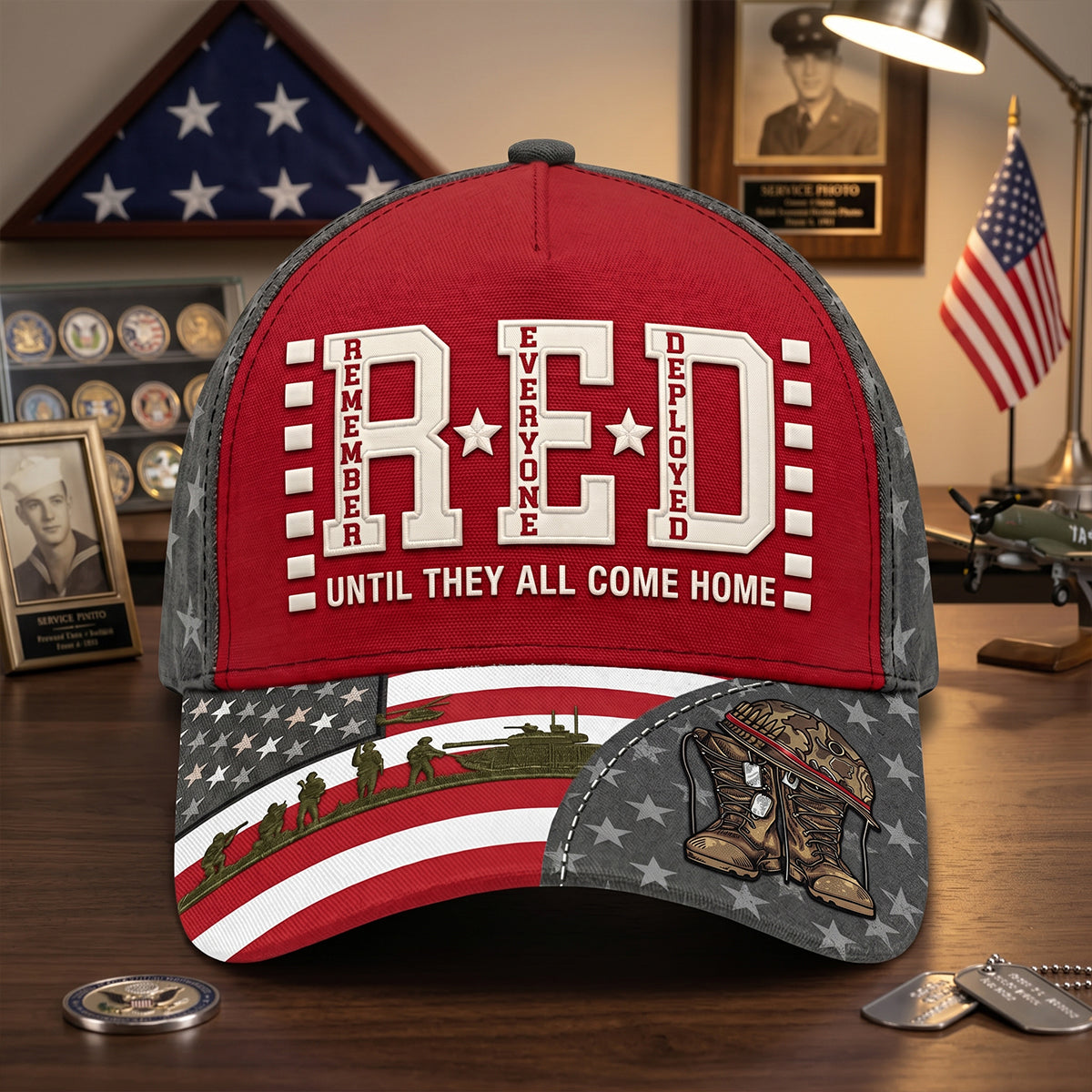 Remember Everyone Deployed Classic Cap - Personalized Gift for Veterans and Their Families Caps PopCulturePrints