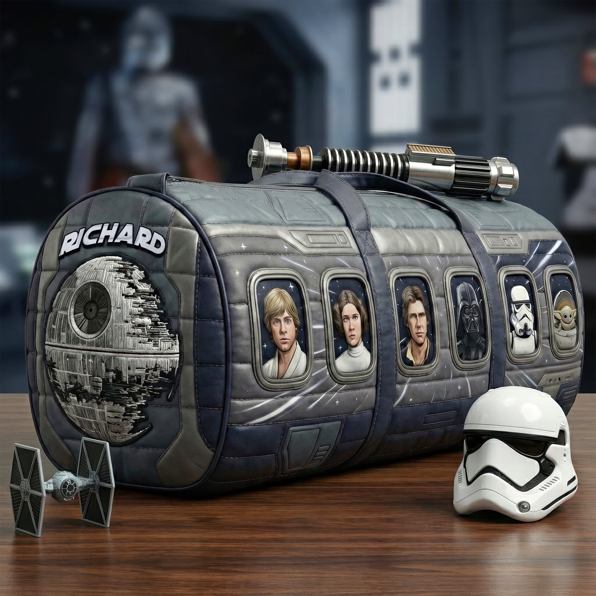 “Adventure Awaits” - Cosmic Crew Quilted Duffle Bag - Personalized Gifts for Pop Culture Enthusiasts Quilted Duffle Bag PopCulturePrints