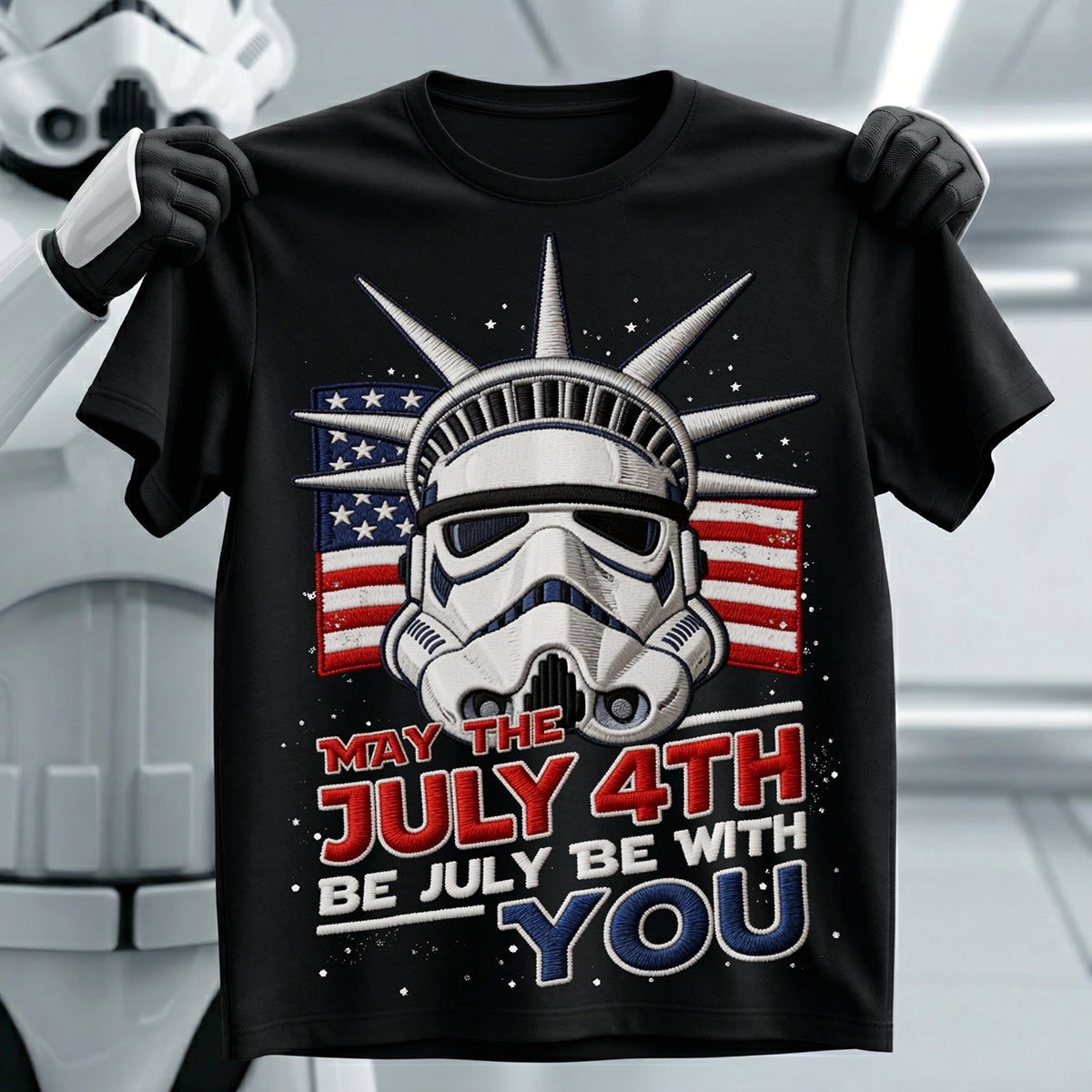 “May the July 4th Be July Be With You” - Funny Independence Day Shirt - Personalized Gift for Patriots, Friends, Family