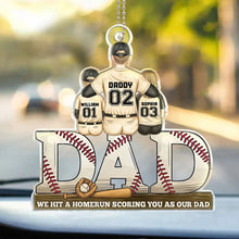 Load image into Gallery viewer, We Hit A Homerun Scoring You As Our Dad - Personalized Acrylic Car Hanger - Unique Gift for Dad &amp; Grandpa Acrylic Car Hanger PopCulturePrints
