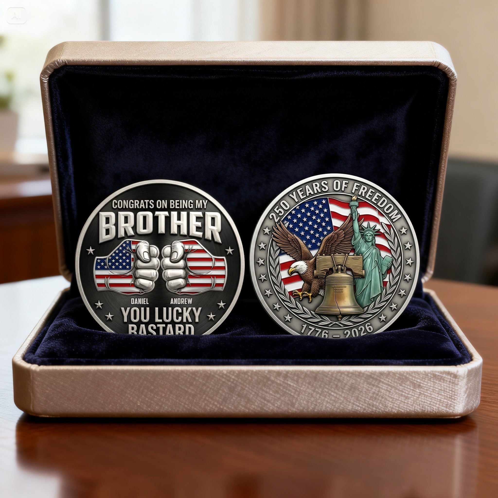 Celebrate Freedom with Personalized Brother Coin - A Unique Gift for Brothers! Coin PopCulturePrints