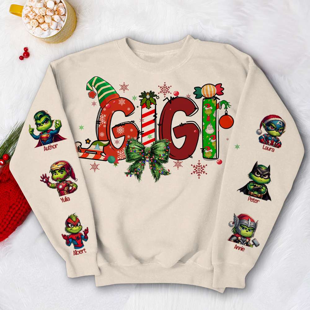 Custom Christmas Grinch Family Shirt - Personalized Gift for Mama AOP Products PopCulturePrints