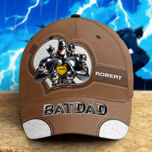 “My Superhero Dad” - Shadow Dad Classic Cap - Personalized Gift for Dad & Grandpa Caps PopCulturePrints