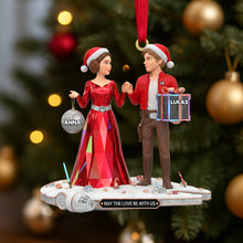 Load image into Gallery viewer, &quot;May The Love Be With Us&quot; - Personalized Christmas Ornament for Couples - Unique Gift for Him and Her Ornament PopCulturePrints
