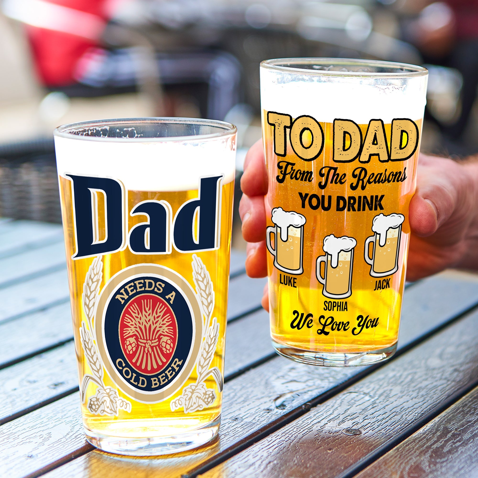 Personalized Beer Glass for Dad - Customizable Gift from Kids Beer Glasses PopCulturePrints
