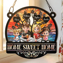 Load image into Gallery viewer, &quot;Home Sweet Home: Celebrate Family Togetherness&quot; - Personalized Window Hanging Suncatcher Ornament - Custom Gift for Family, Friends, and New Homeowners Suncatcher Ornament PopCulturePrints
