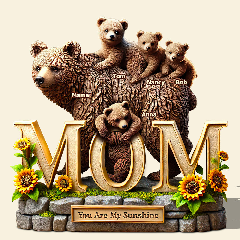 You Are My Sunshine - Personalized Bear Mom Acrylic Plaque | Perfect Gift for Mom, Grandma, and More Shaped Plaques PopCulturePrints