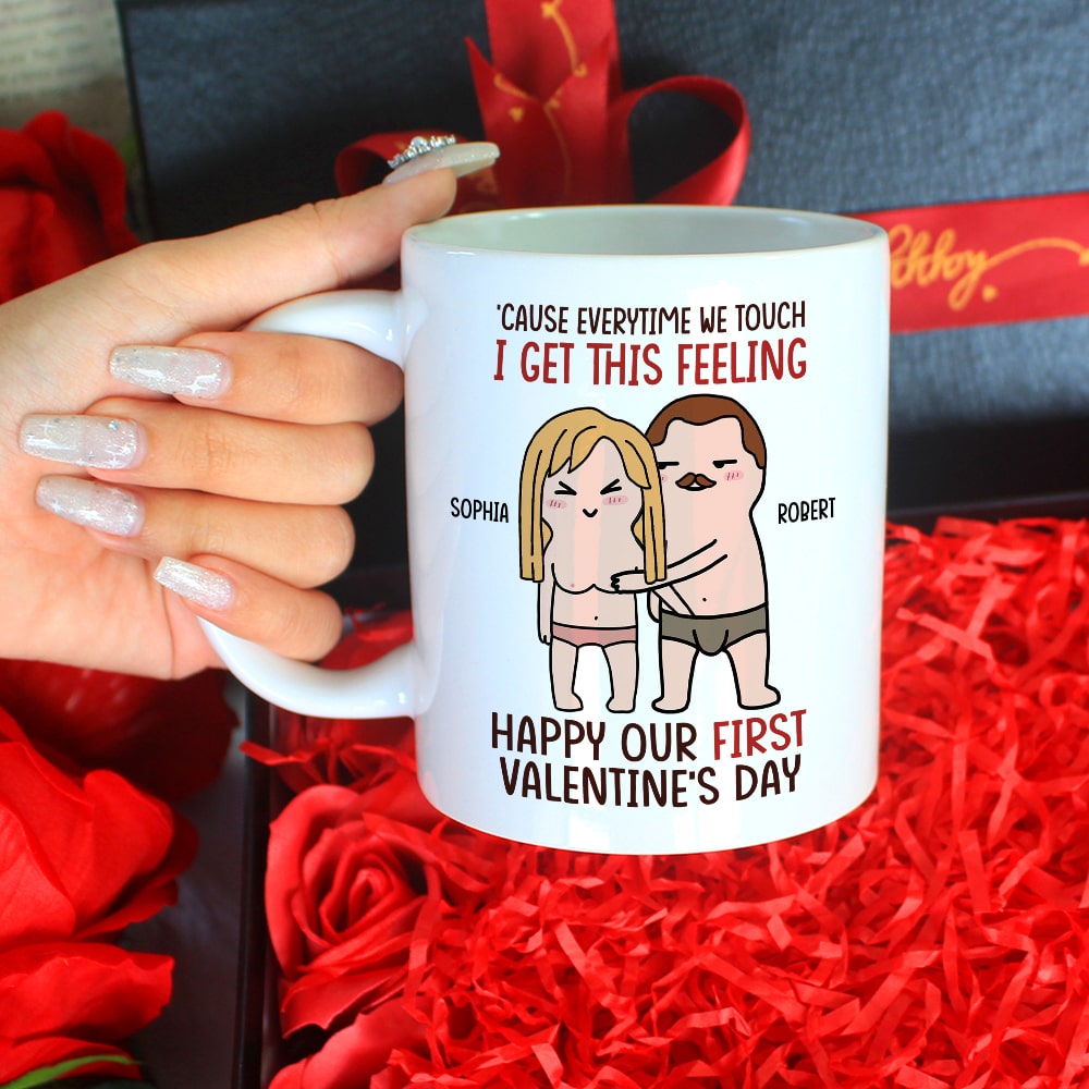 Personalized Romantic Couple Mug - 'Everytime We Touch' Theme