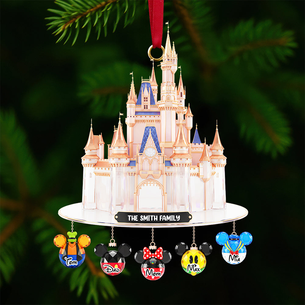 “Create Magical Memories” - Personalized Castle Family Christmas Ornament - Ideal Gift for Families, Friends, and Disney Lovers Ornament PopCulturePrints