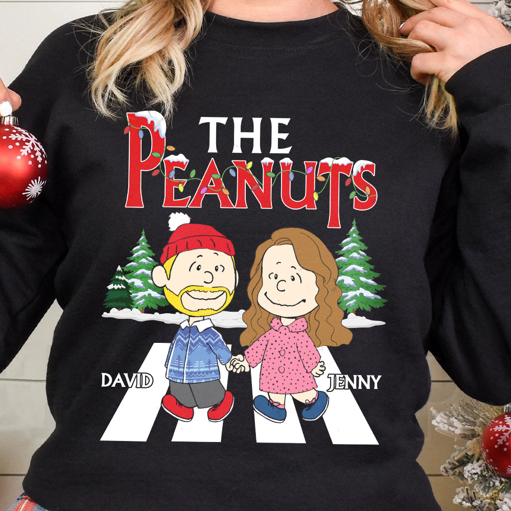 Personalized Christmas Couple Sweatshirt - The Peanuts Themed Design