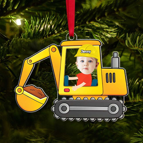 Personalized Construction Truck Ornament for Kids Ornament PopCulturePrints