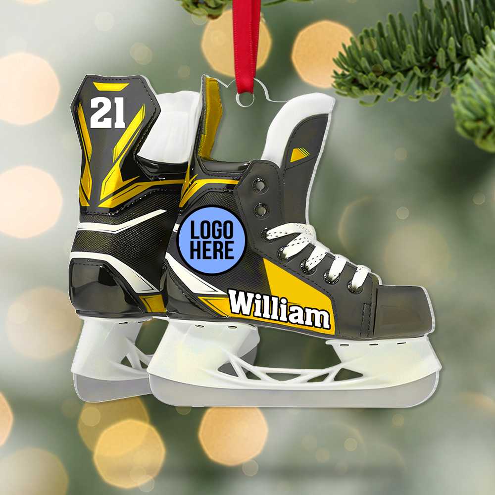 Personalized Ice Hockey Skate Christmas Ornament Ornament PopCulturePrints