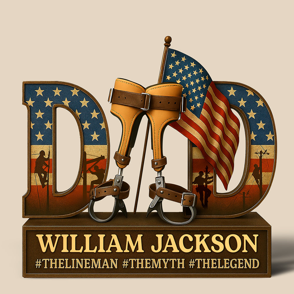 “The Legend Lives On” - Hero Lineman Dad Acrylic Plaque - Personalized Gift for Dad & Grandpa Shaped Plaques PopCulturePrints
