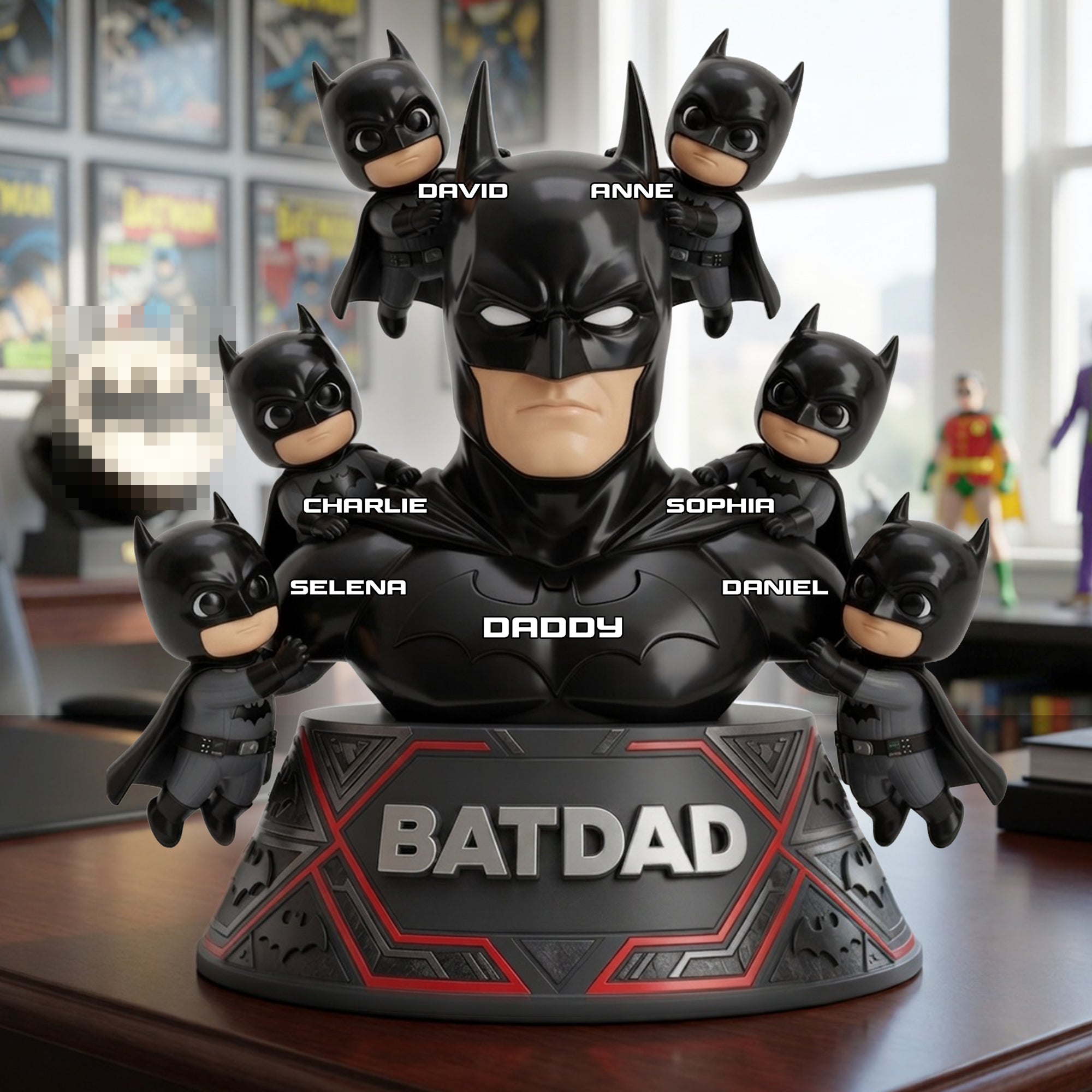 “The Best Superhero in Our Lives” - Shadow Dad And Kids Acrylic Plaque - Personalized Gift for Dad, Grandpa, or any Father Figure Shaped Plaques PopCulturePrints