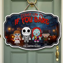 Load image into Gallery viewer, Personalized Family Horror Movie Cartoon Door Sign Wood Sign PopCulturePrints
