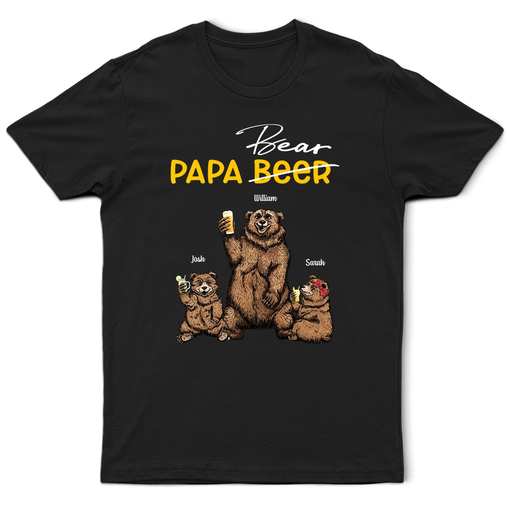 Papa Beer Papa Bear - Personalized T-Shirt for Dads T-shirt PopCulturePrints