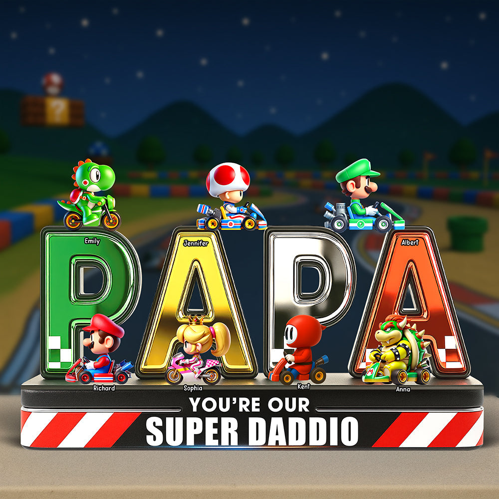 You're Our Super Daddio - Personalized Car Game Fans Acrylic Plaque for Dad Shaped Plaques PopCulturePrints